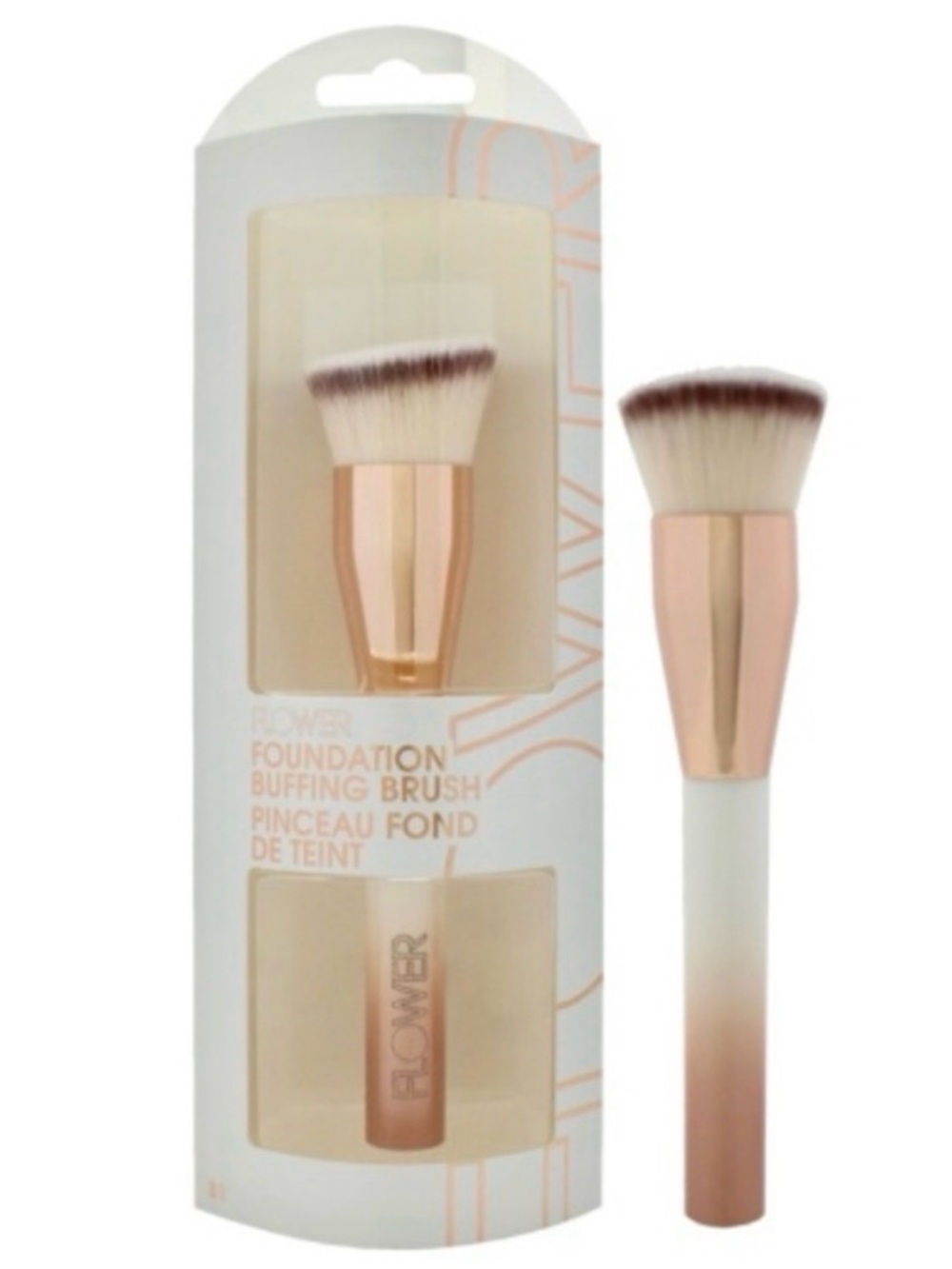 FLOWER Beauty Foundation Buffing Brush in White/Rose Gold - BRAND NEW!